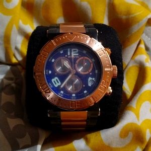 Invicta Reserve Quartz Chronograph Dial Watch in Rose Gold/Multicolor